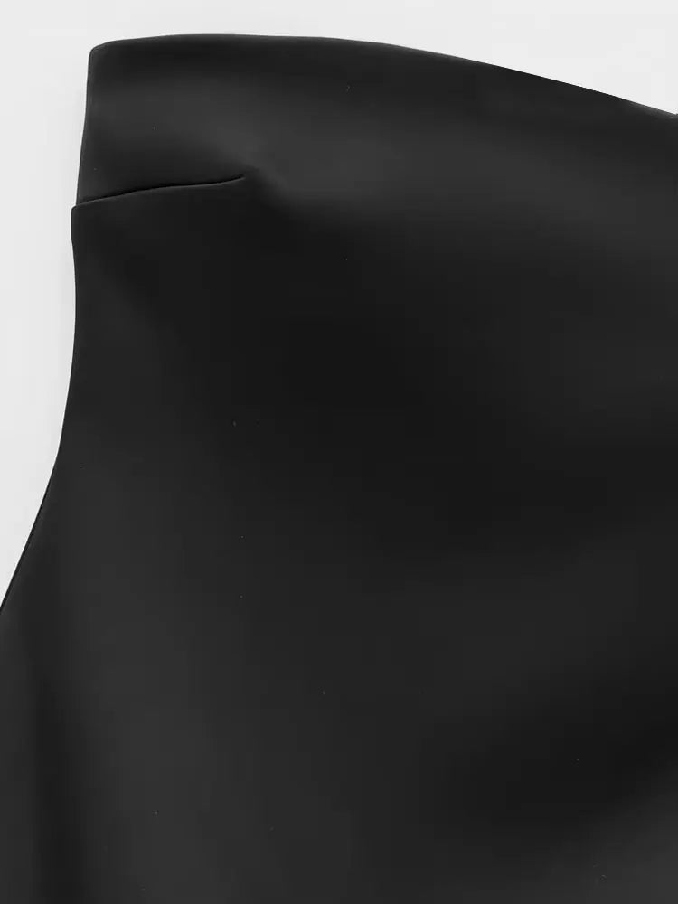 Mini vestido sem alças TRZA para mulheres com strass, pescoço reto, zíper traseiro, vestidos femininos, moda sexy