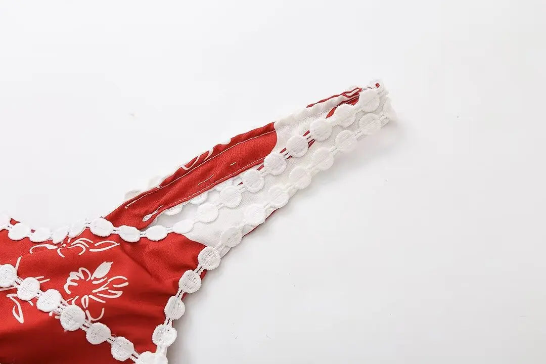 Vestido retrô americano suspenso para mulheres, estilo boêmio, cintura oca, saia curta em linha A, verão, novo