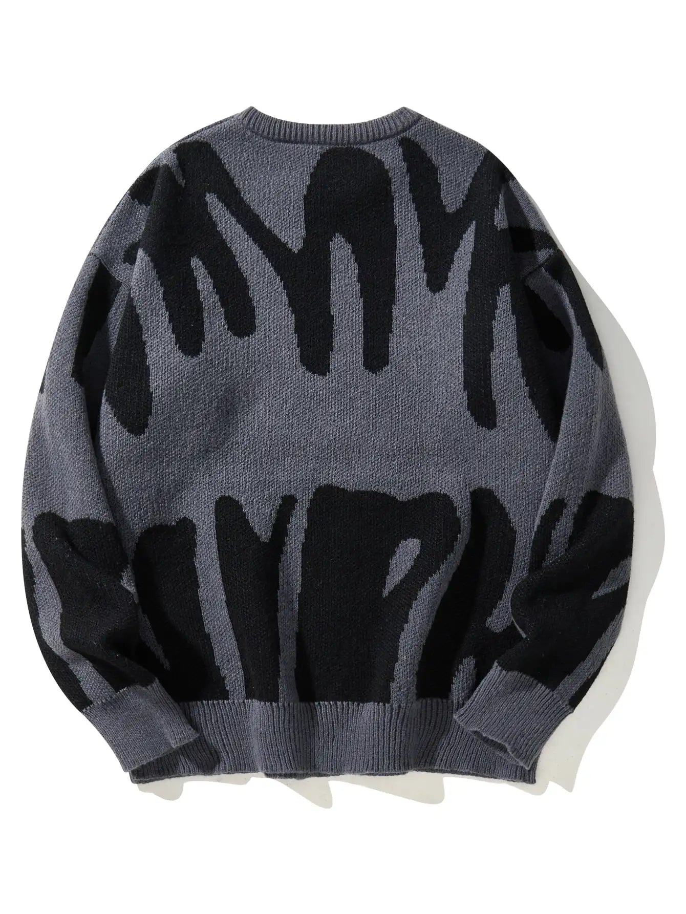 Pulôver de malha com padrão Jacquard irregular masculino, suéter casual com gola redonda, cor de contraste, popular, outono, inverno, novo