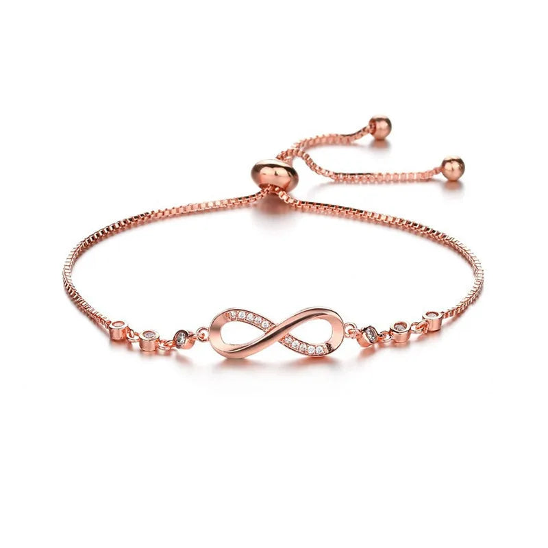Wu 2022 nova moda popular pulseira ajustável micro-inset zircão figura 8 ciclo infinito pulseira de cristal feminino mão jóias