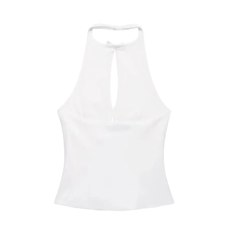 Muyer arco strass colheita topo feminino cortar preto branco sem mangas sem costas topo feminino fora do ombro sexy topos mulher verão