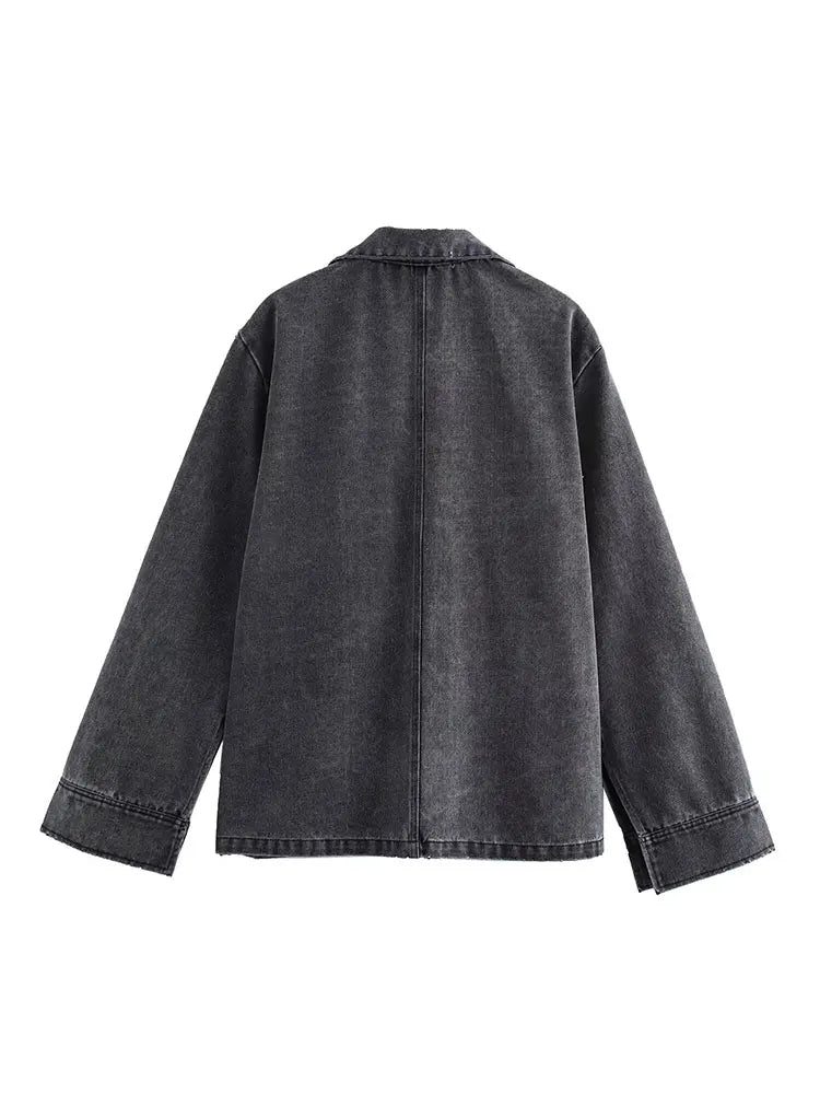 2024 outono conjuntos de jeans feminino turn-down colarinho casual topo moda cintura alta streetwear feminino denim calça duas peças conjunto