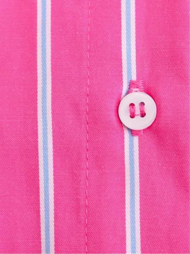 TRAF Camisa de verão Feminina com Lapela Reta e Peito Único Camisa Solta Moda Popular Decoração de Riscas Bolso Camisa Solta Fina