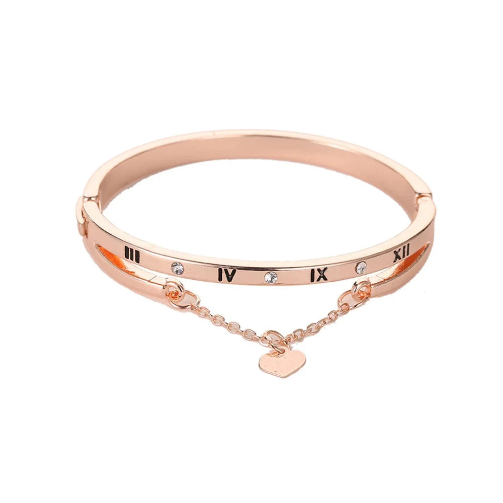 Suemng 2024 novo luxo rosa ouro cor pulseiras de aço inoxidável pulseiras coração para sempre amor marca charme pulseira para presentes femininos