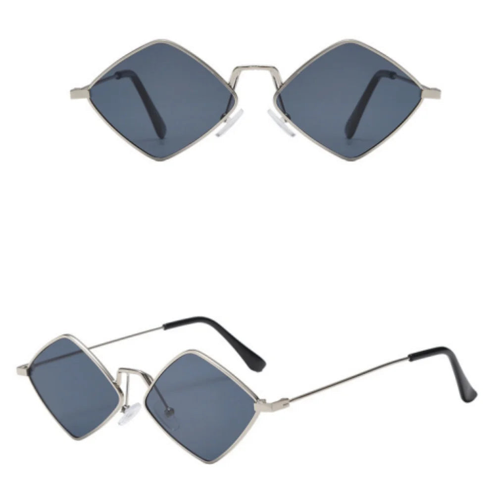 Óculos de sol em forma de losango vintage para mulheres homens na moda irregular metal óculos de sol marca moda designer condução uv400 óculos