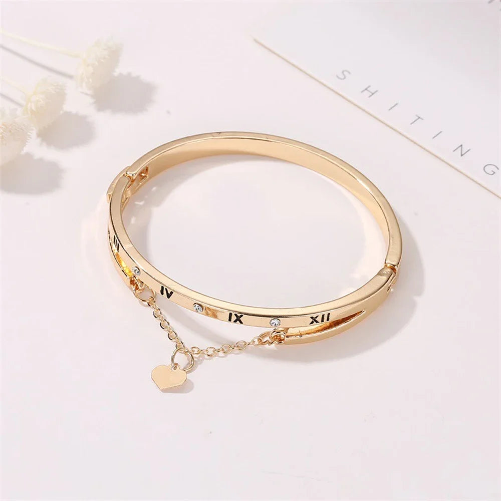 Suemng 2024 novo luxo rosa ouro cor pulseiras de aço inoxidável pulseiras coração para sempre amor marca charme pulseira para presentes femininos