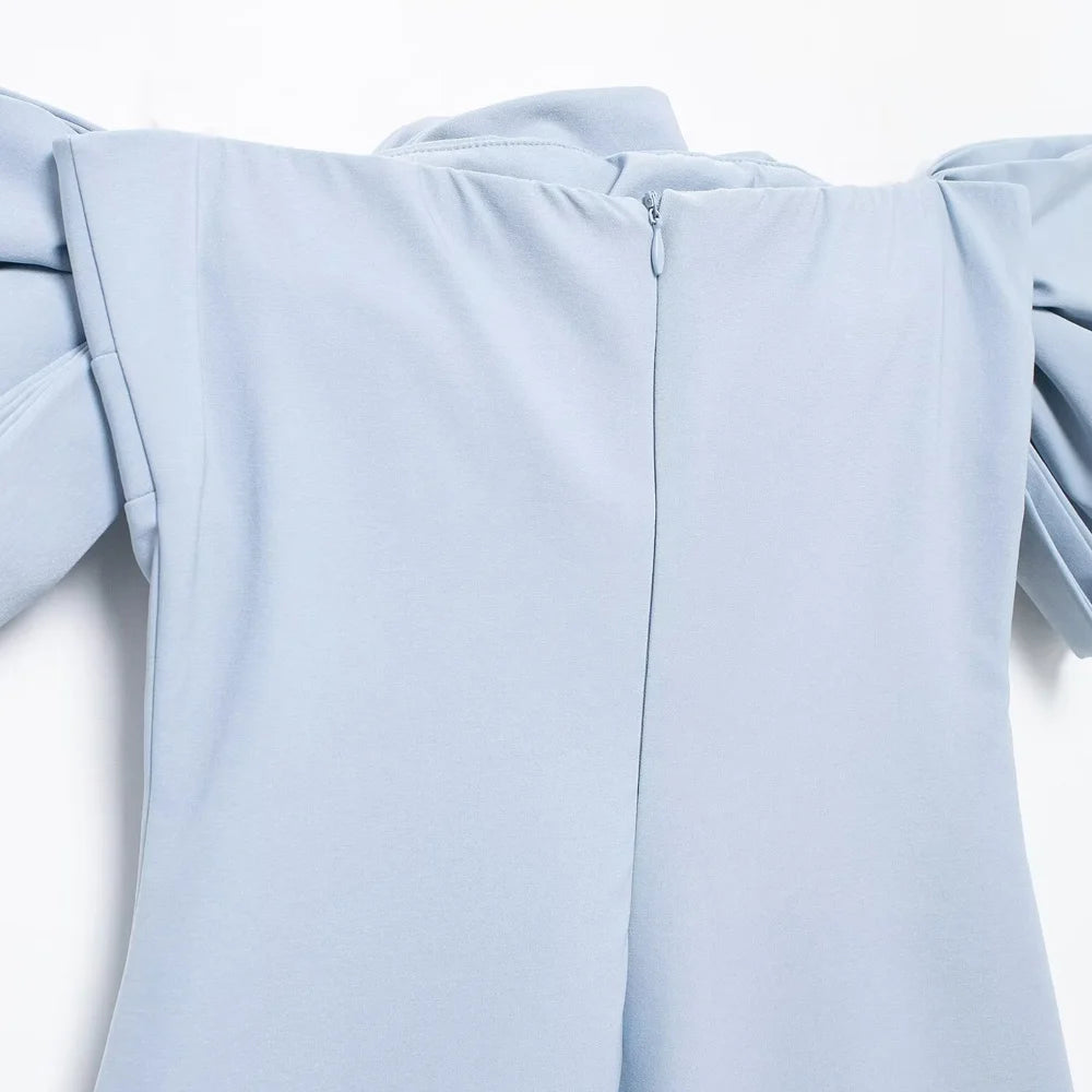 Trza-mini vestido sem alças com laços para mulheres, ombro de fora, pescoço reto, zíper traseiro, vestidos femininos, moda sexy