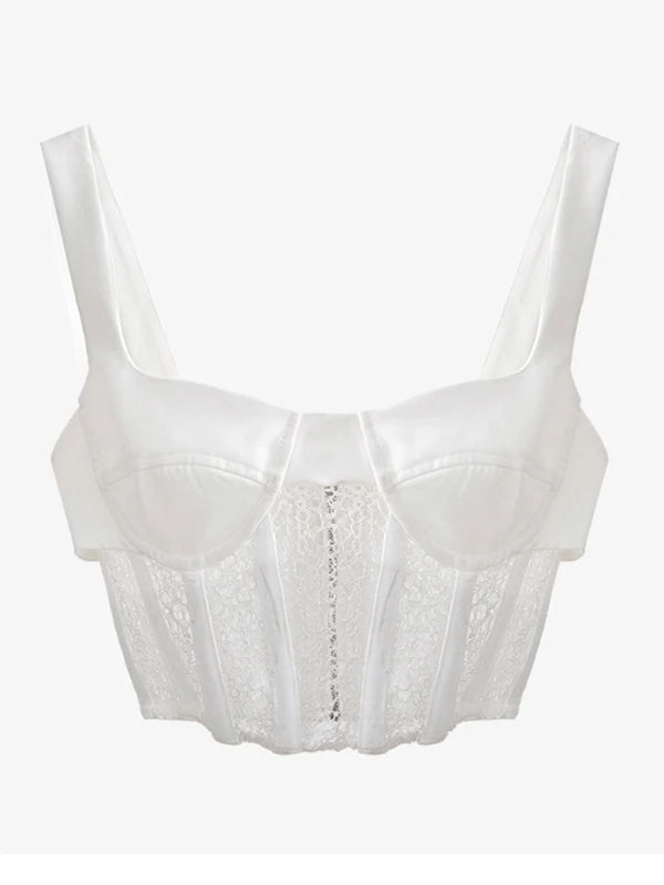 Twotwinstyle regata de renda feminina, top curto sem mangas, gola quadrada, cor sólida, sexy, moda, 2021
