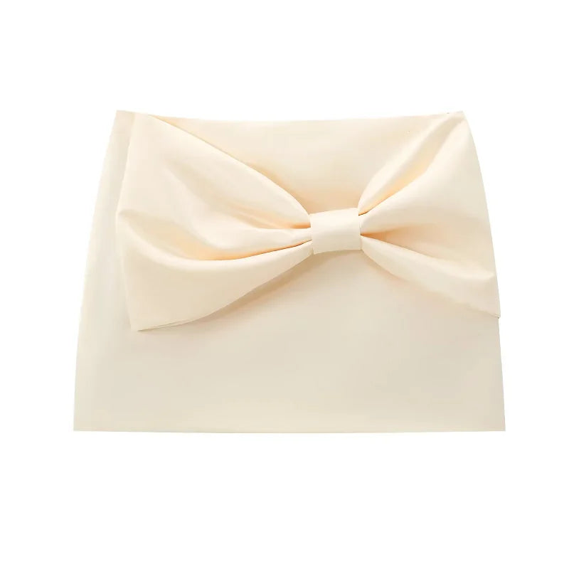 Traf saias curtas femininas 2024 verão borboleta mini saias senhoras moda casual elegante escritório bege plissado saias curtas