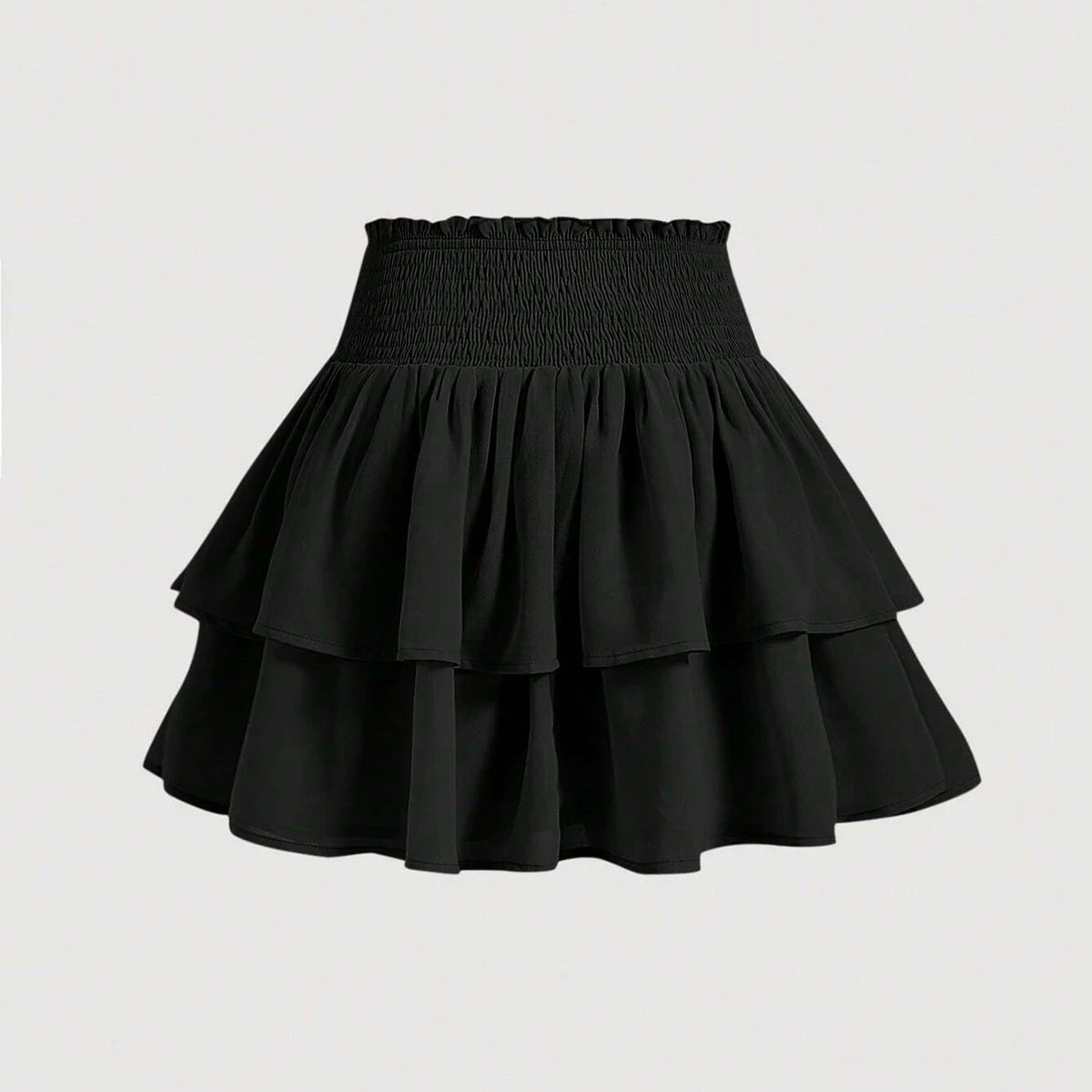 Mia Muse Minissaia feminina de cintura alta, peplum em camadas, casual, todas as estações, básica, sólida, formal, acampanada, linha A
