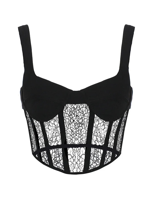 Twotwinstyle regata de renda feminina, top curto sem mangas, gola quadrada, cor sólida, sexy, moda, 2021