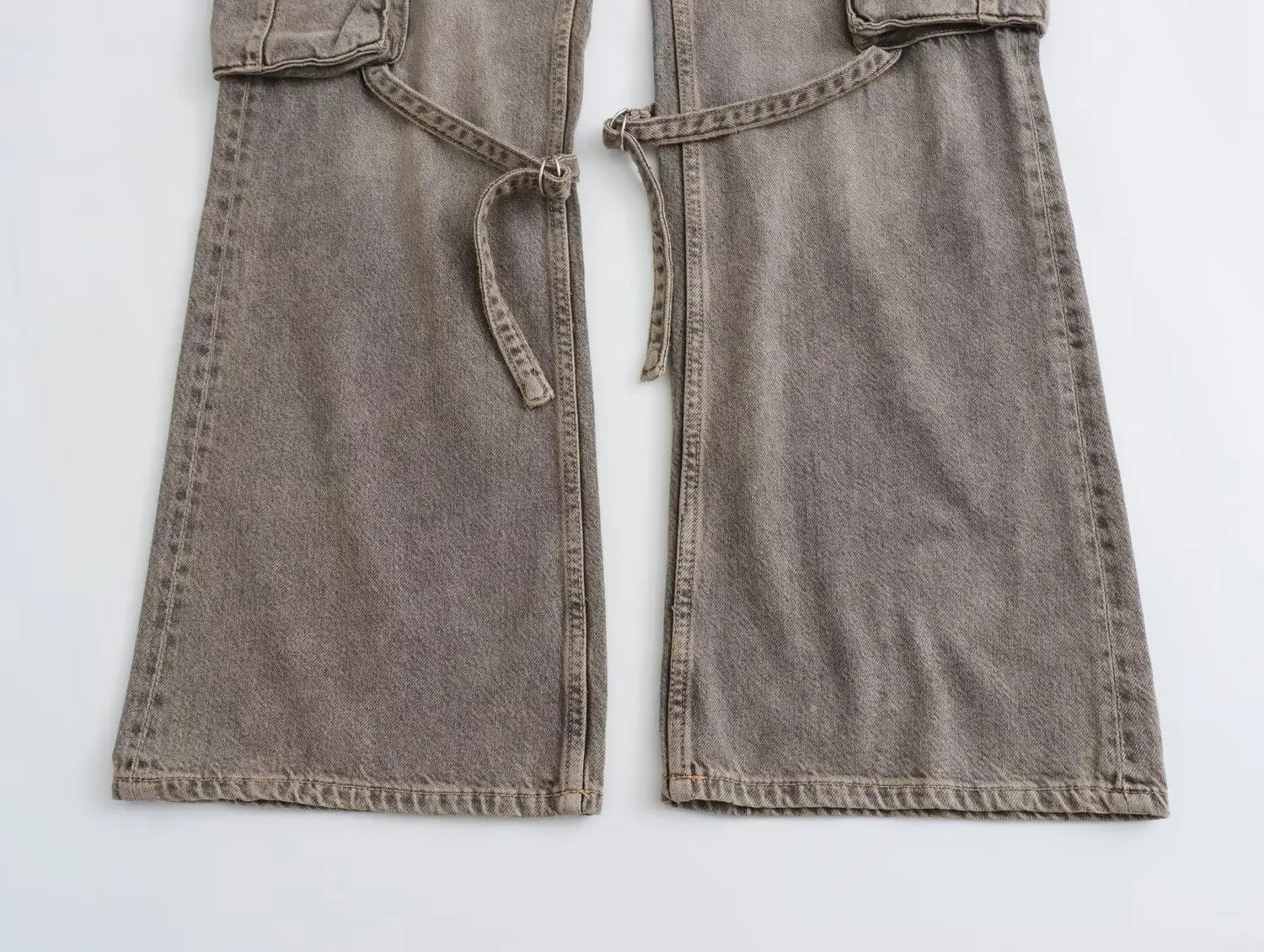 Trafza 2023 outono moda casual sólido calças de cintura alta feminino denim calças de perna larga y2k jeans feminino calças de carga longa jeans