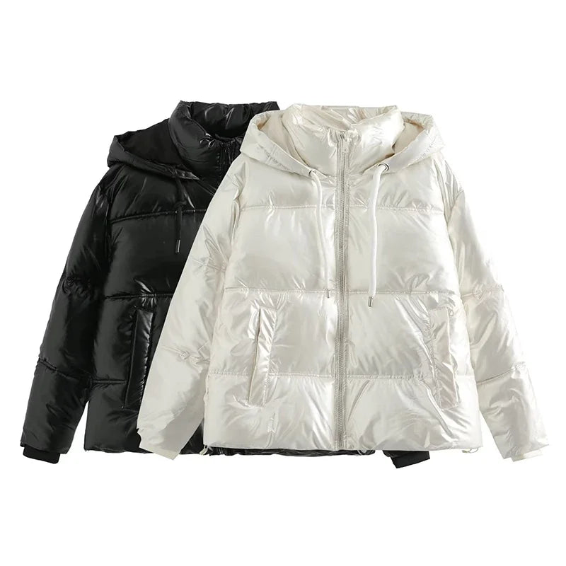 Casaco frio de inverno feminino promoção elegante com capuz anorak jaqueta de algodão quente parkas casaco feminino preto branco roupas