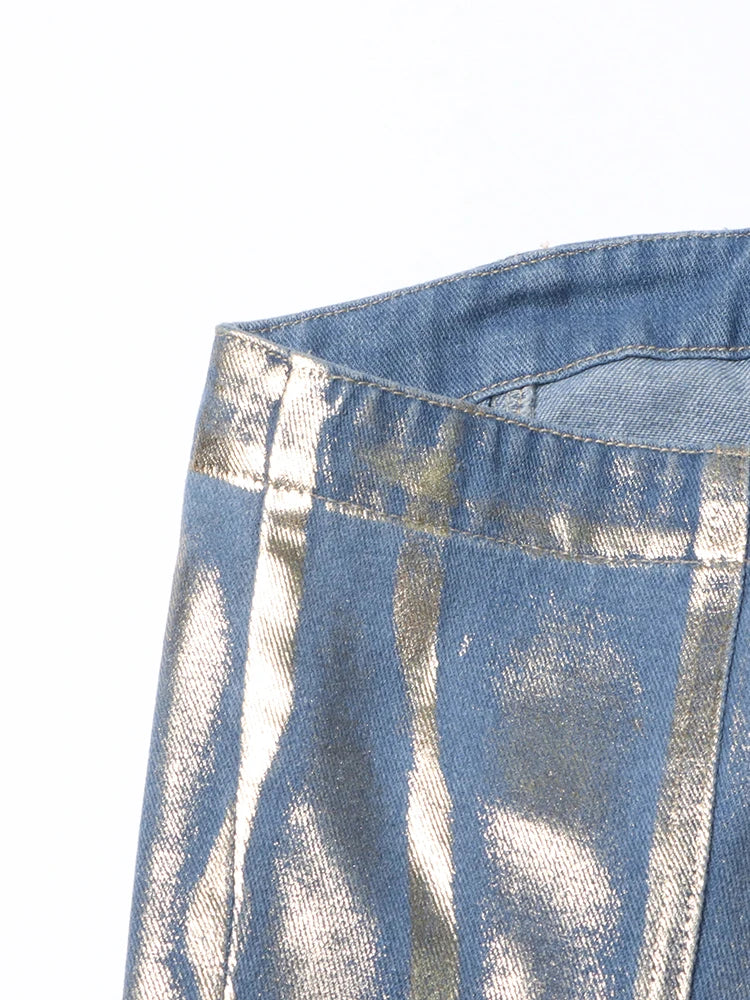 TWOTWINSTYLE-Mulheres de emagrecimento Denim Tank Tops, Patchwork Zipper, Sexy Strapless, sem mangas, sem encosto, coletes curtos, moda feminina