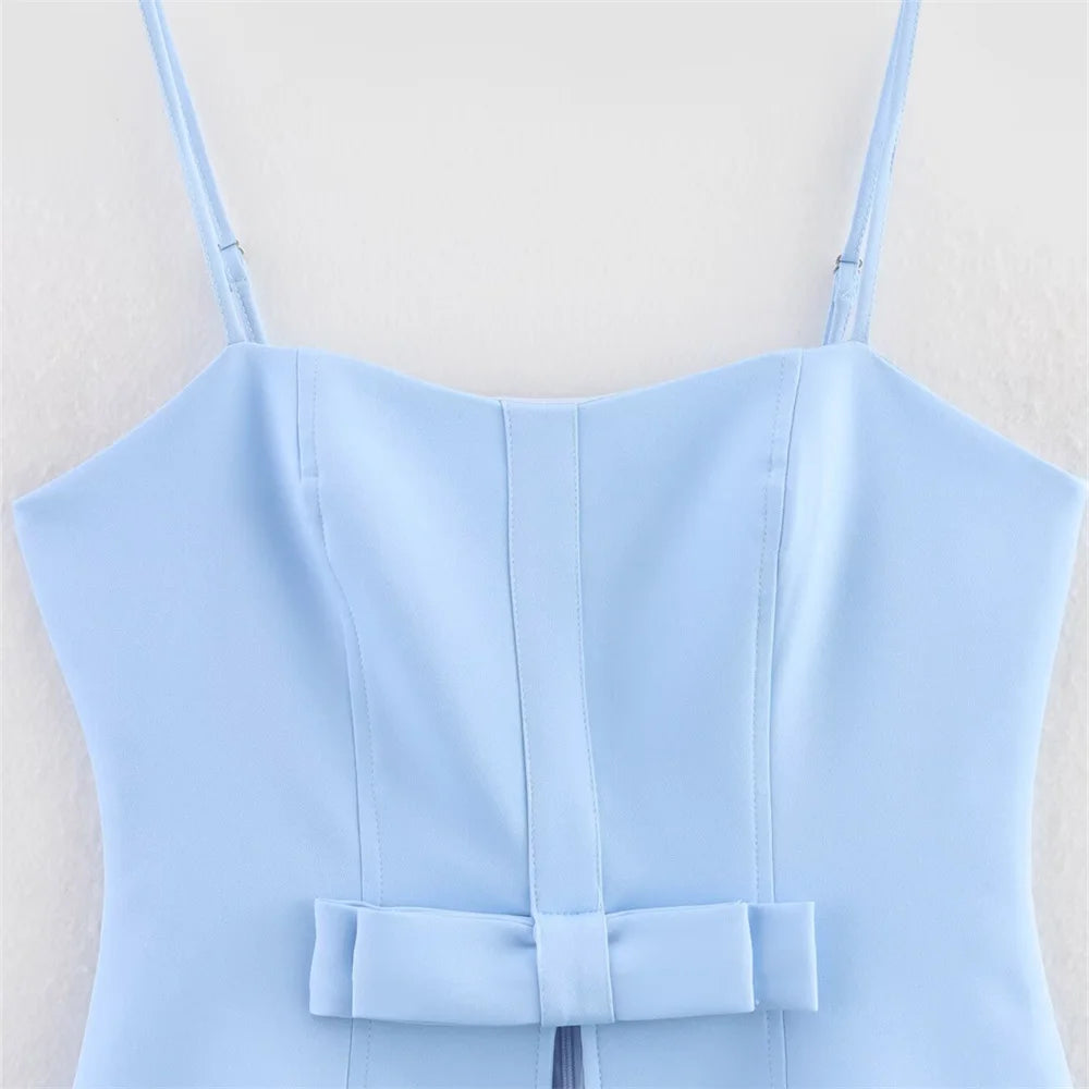 UNIZERA blusa feminina sem alças com zíper decoração saia curta para primavera e verão roupas femininas casuais