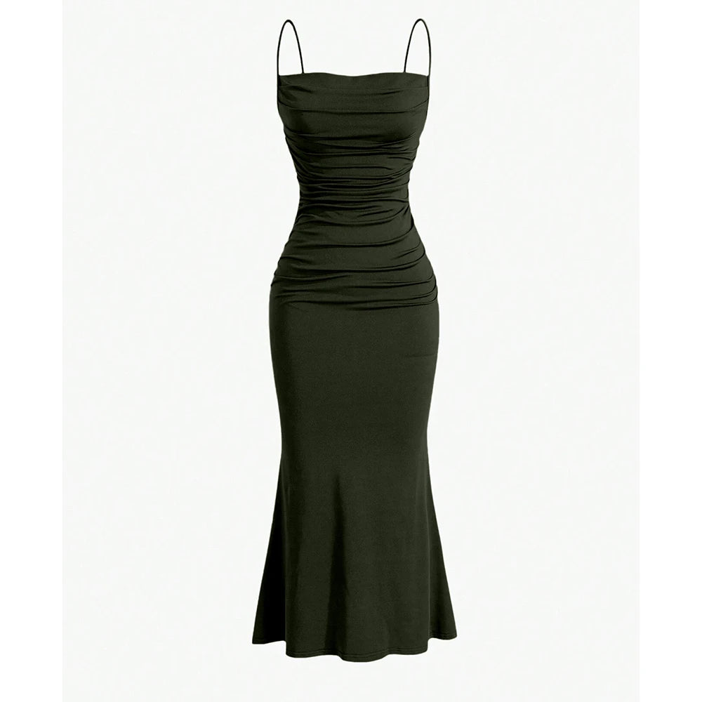 Mia Muse Vestidos de festa femininos maxi alça espaguete elegante fino noite casamento convidado multicolorido verão vestidos de leite