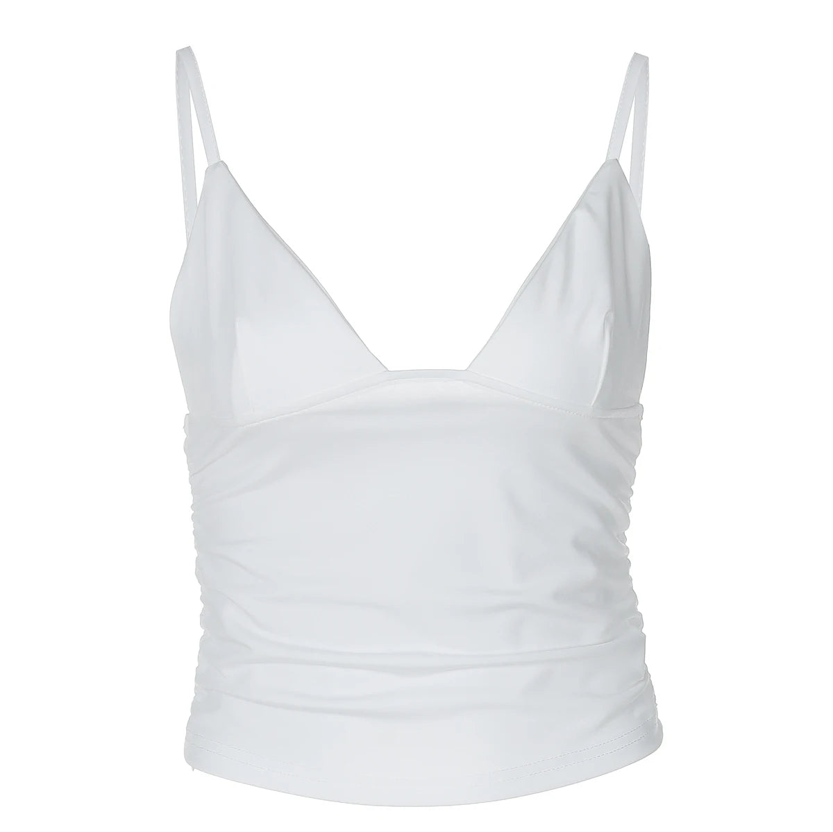 Hugcitar decote em v sólido ruched sexy magro y2k colheita tanque topo verão moda feminina casual novas roupas streetwear praia férias