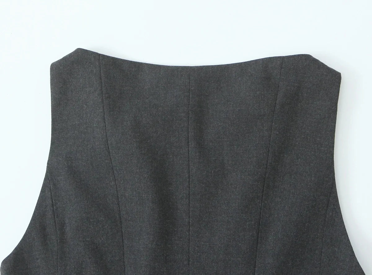 Trafza nova moda feminina simples empilhados decorativos fino ajuste 3 cores topo feminino elegante em torno do pescoço sem mangas plissado zíper topo