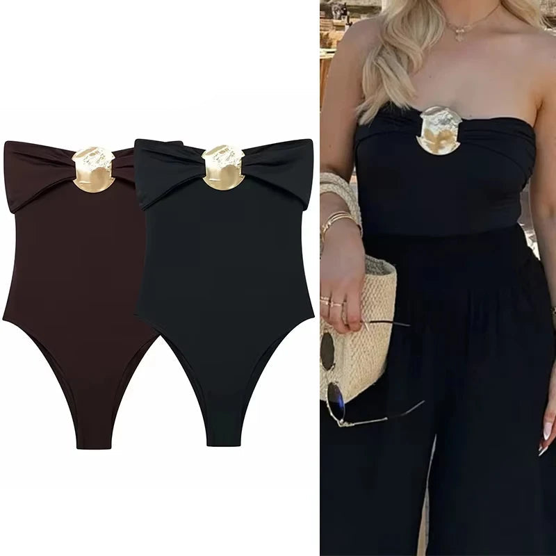 Muyer fora do ombro preto mulher corpo sem mangas apertado bodysuit lingerie sexy sem costas bodysuit feminino verão uma peça maiô