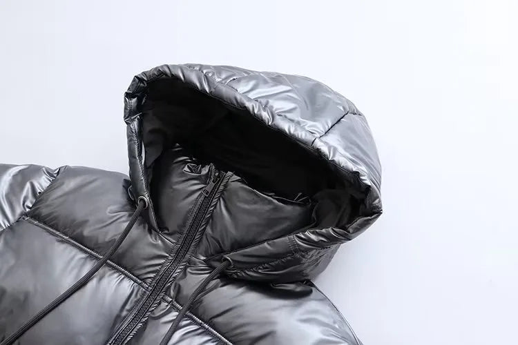 Casaco frio de inverno feminino promoção elegante com capuz anorak jaqueta de algodão quente parkas casaco feminino preto branco roupas