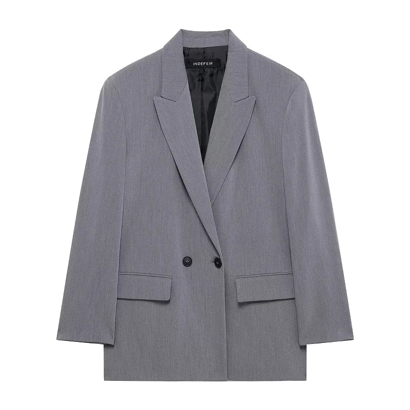 Hxao blazer preto feminino novo em jaquetas escritório casual longo blazer mulher primavera 2025 manga longa oversized sólido blazer 088