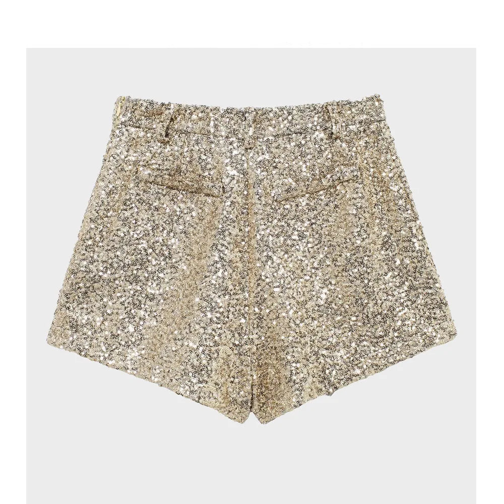 DEEABAE Coreano Dongdaemun 2025 High-end Temperamento Sexy Lantejoulas Cintura Média Casual All-match Shorts