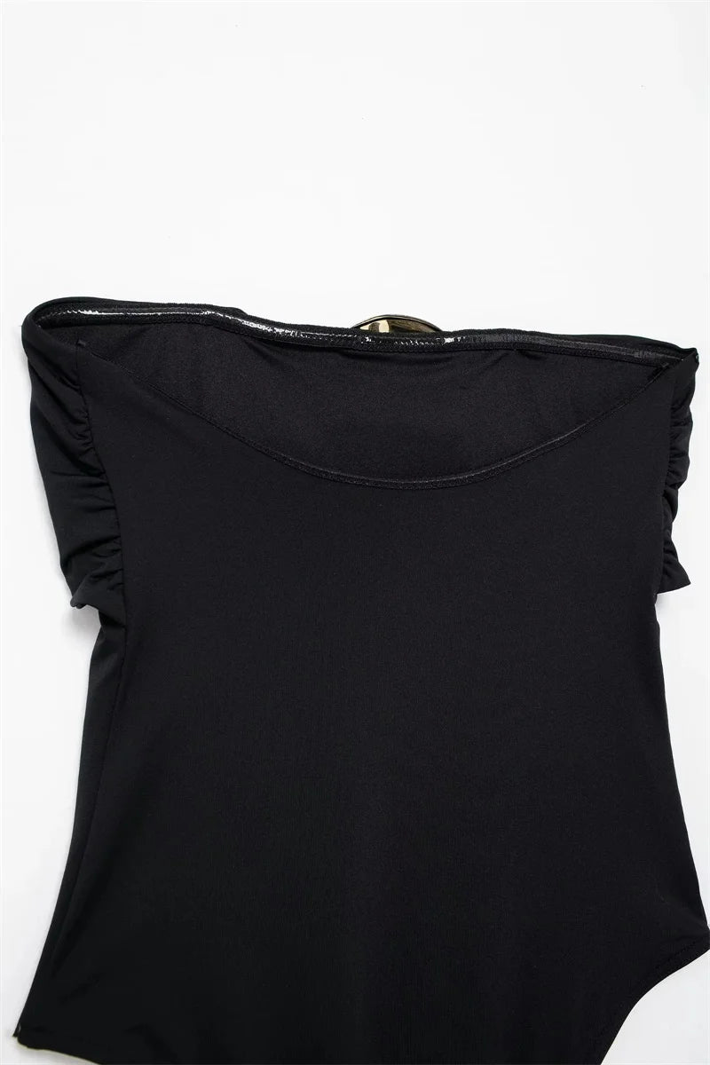 Muyer fora do ombro preto mulher corpo sem mangas apertado bodysuit lingerie sexy sem costas bodysuit feminino verão uma peça maiô
