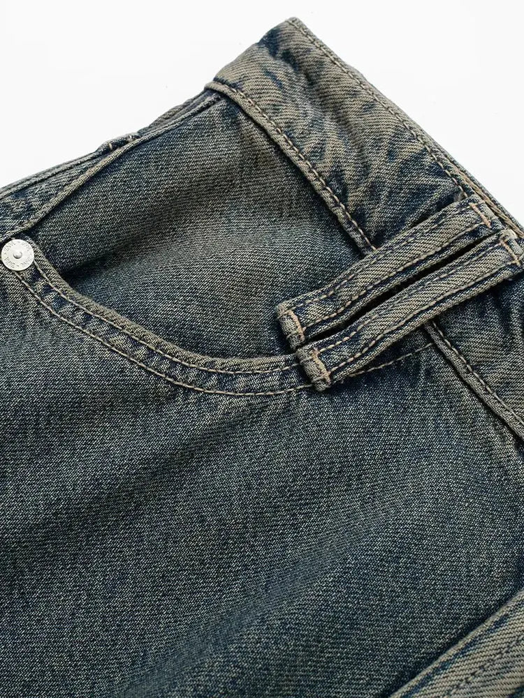 2023 primavera outono mulher bolso workwear denim carga calças compridas moda meados de cintura vintage casual rua calças soltas