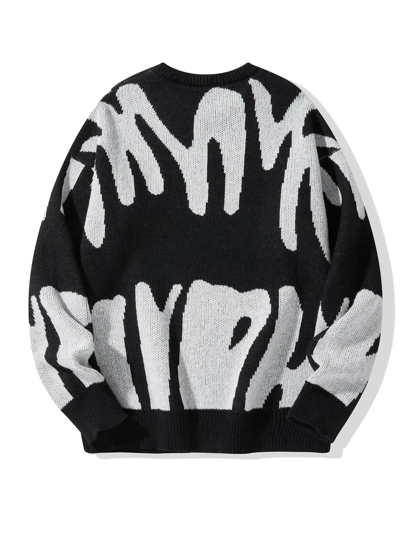 Pulôver de malha com padrão Jacquard irregular masculino, suéter casual com gola redonda, cor de contraste, popular, outono, inverno, novo