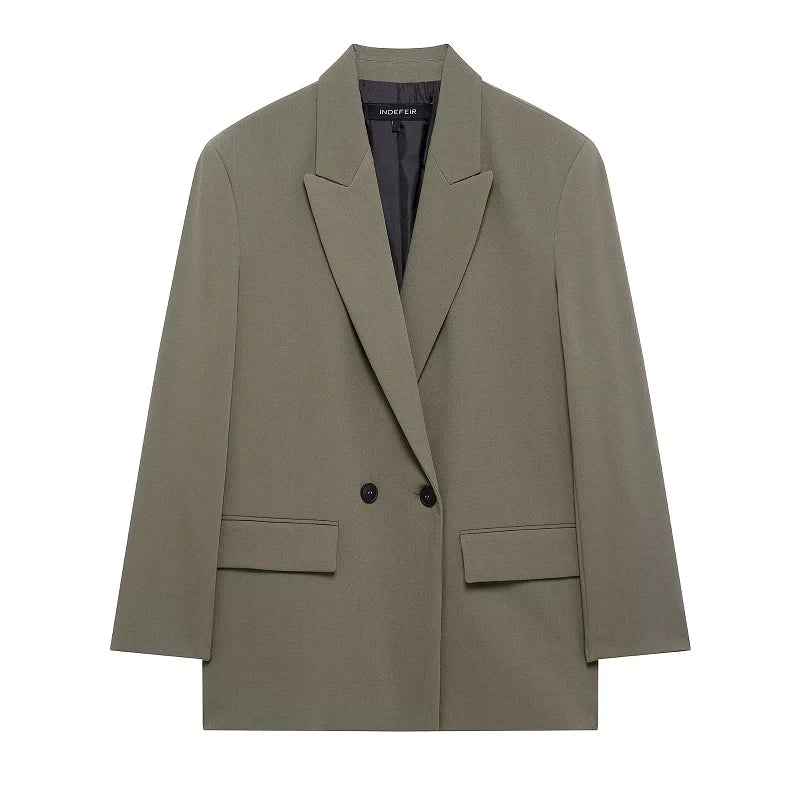 Hxao blazer preto feminino novo em jaquetas escritório casual longo blazer mulher primavera 2025 manga longa oversized sólido blazer 088