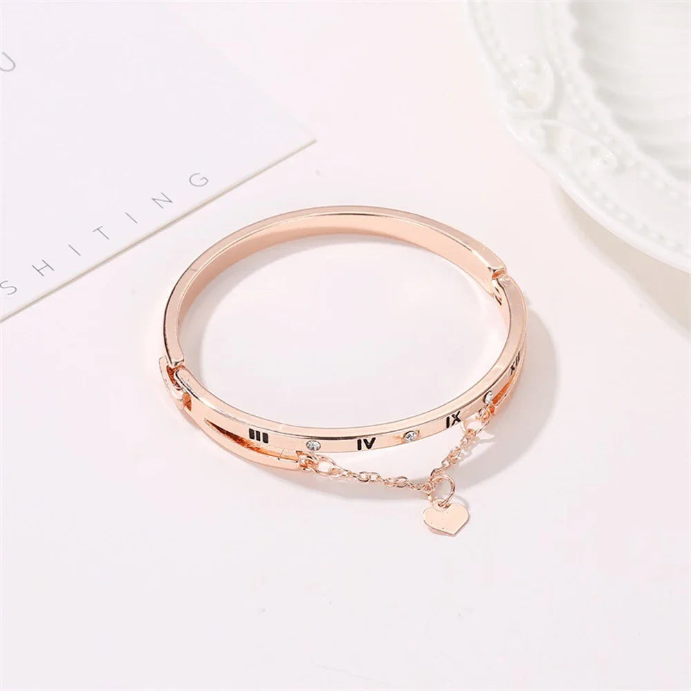 Suemng 2024 novo luxo rosa ouro cor pulseiras de aço inoxidável pulseiras coração para sempre amor marca charme pulseira para presentes femininos
