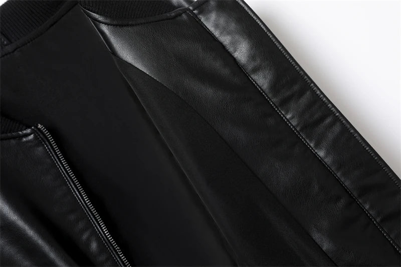 RARF-Jaqueta bomber preta pura feminina, casaco vintage, couro de imitação, estilo superior, novo, 2024