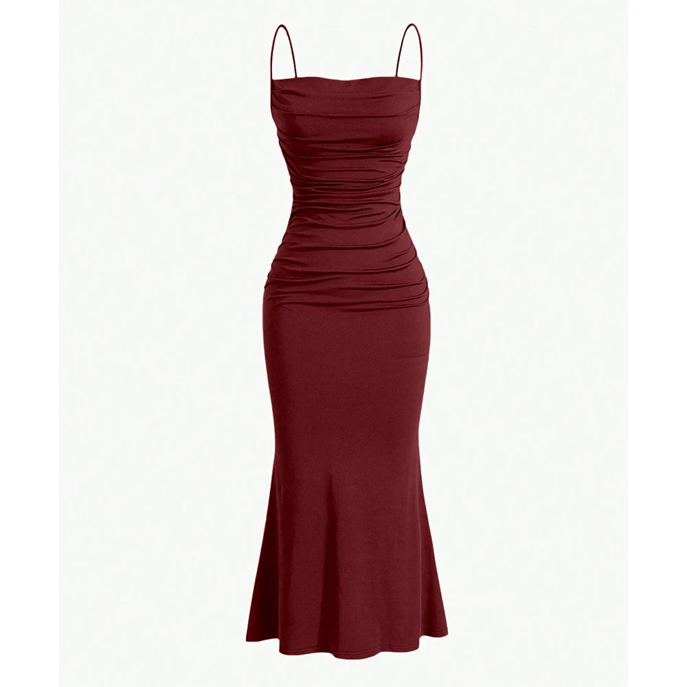 Mia Muse Vestidos de festa femininos maxi alça espaguete elegante fino noite casamento convidado multicolorido verão vestidos de leite