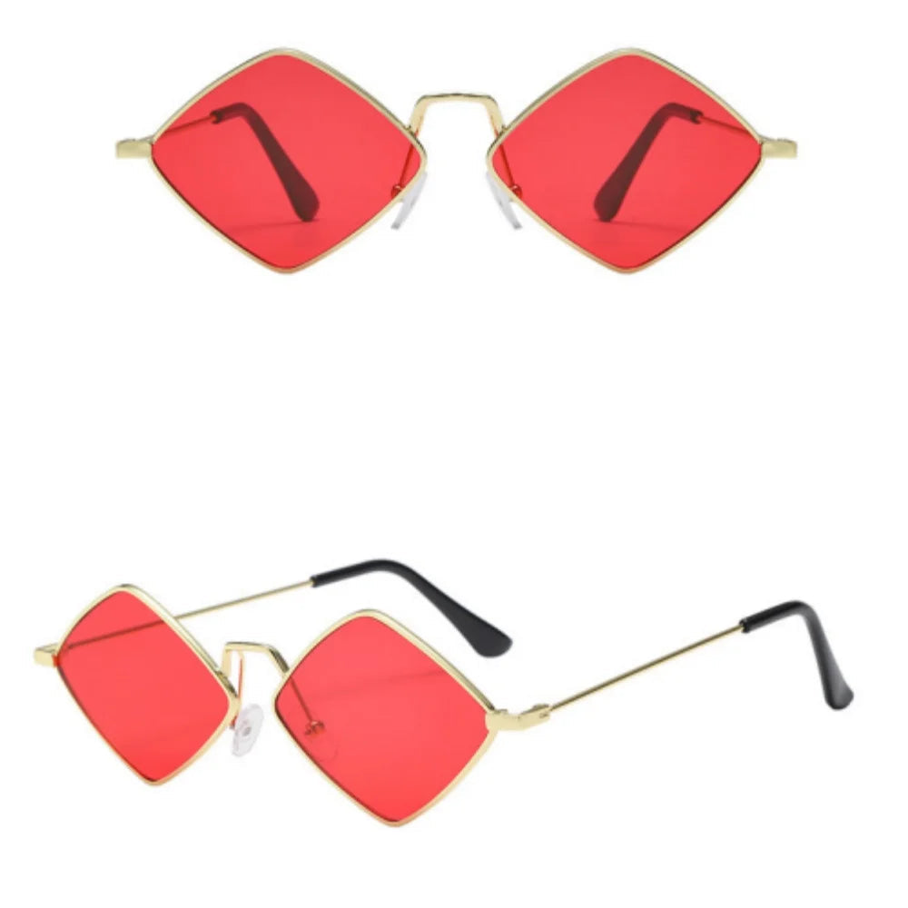 Óculos de sol em forma de losango vintage para mulheres homens na moda irregular metal óculos de sol marca moda designer condução uv400 óculos