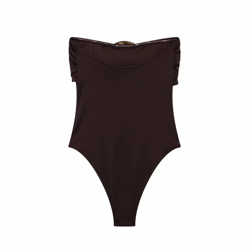 Muyer fora do ombro preto mulher corpo sem mangas apertado bodysuit lingerie sexy sem costas bodysuit feminino verão uma peça maiô