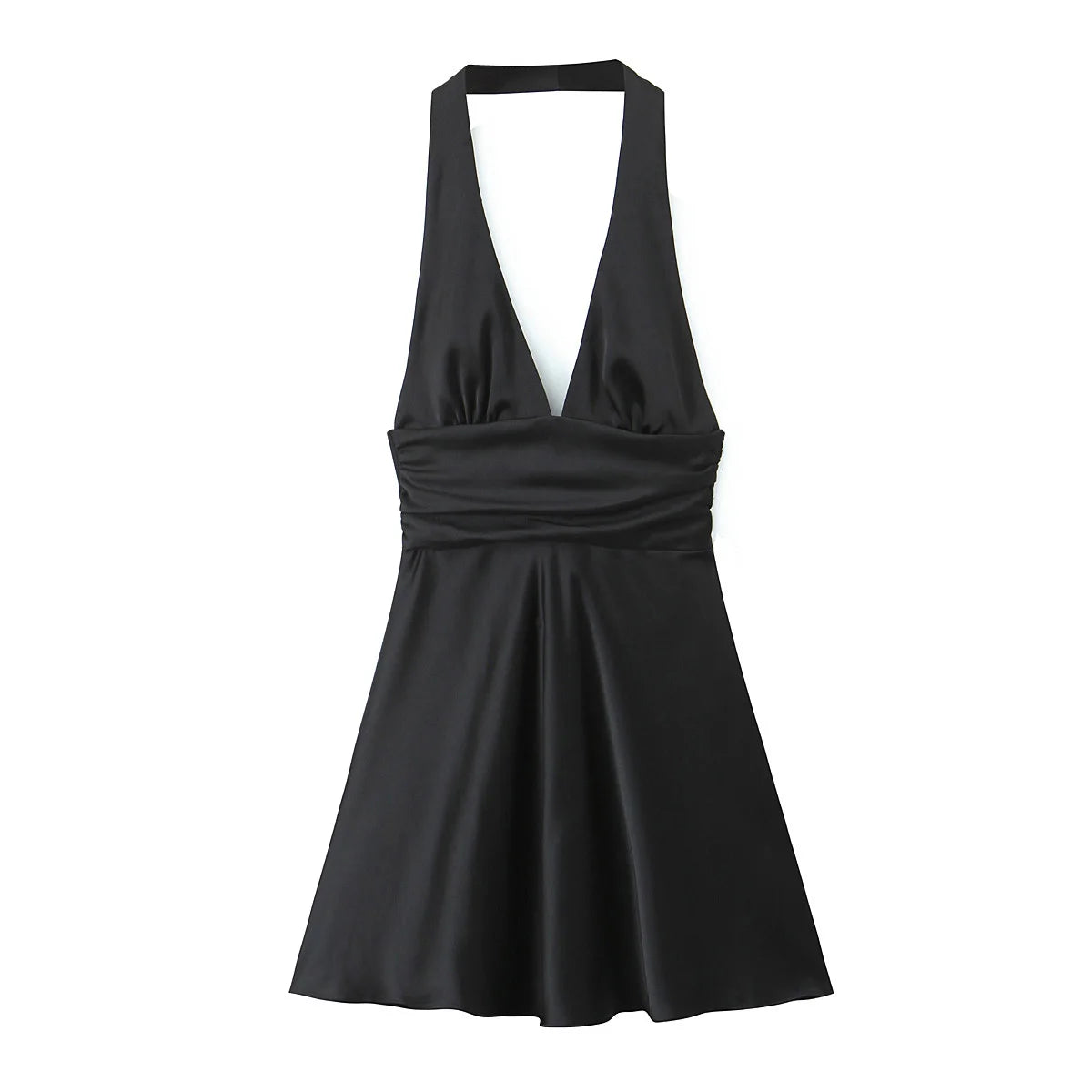 Traf robe y2k cetim fino extremo curto vestido de festa feminino 2025 primavera arco amarrado sem mangas sem costas magro uma linha mini vestido vermelho