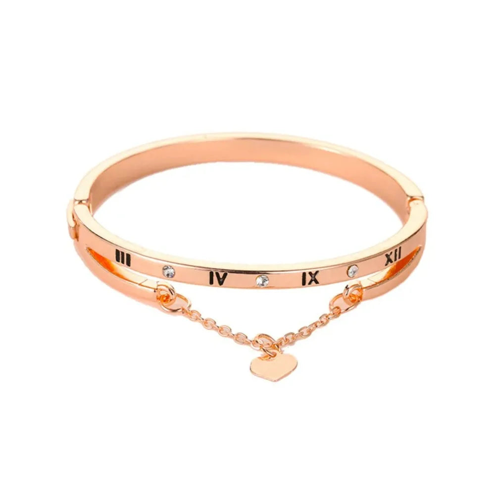 Suemng 2024 novo luxo rosa ouro cor pulseiras de aço inoxidável pulseiras coração para sempre amor marca charme pulseira para presentes femininos