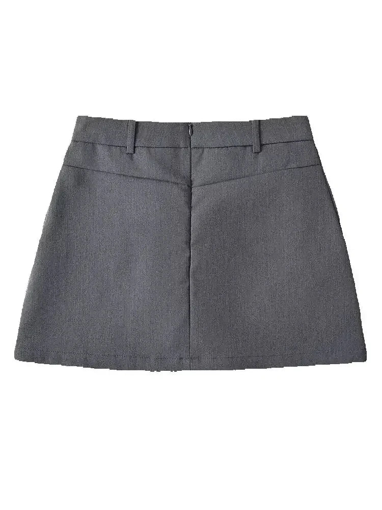 Mooyufon moda feminina sólida volta zíper a linha mini saia vintage cintura alta feminino chique senhora saias