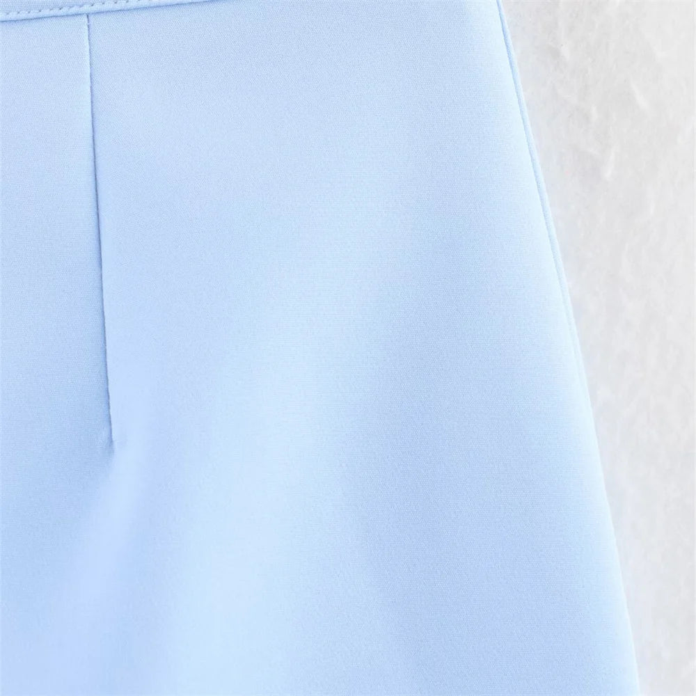 UNIZERA blusa feminina sem alças com zíper decoração saia curta para primavera e verão roupas femininas casuais