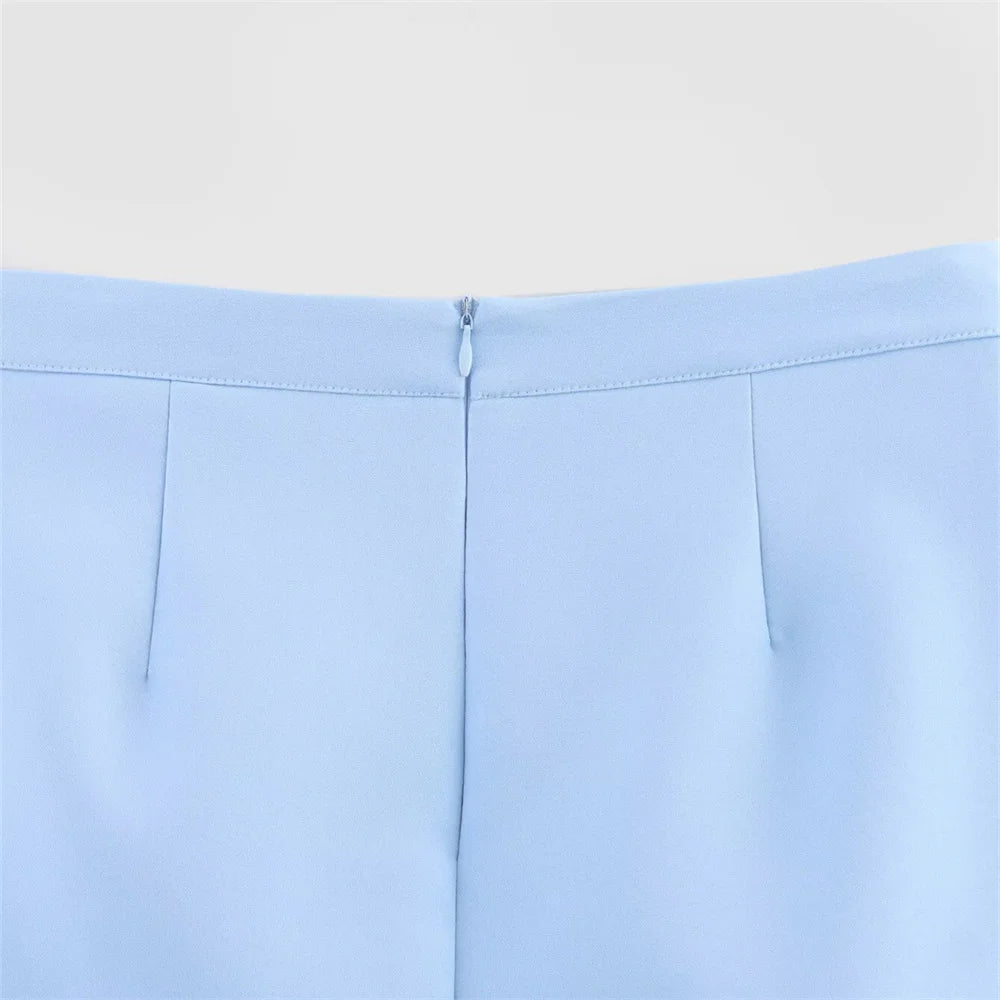UNIZERA blusa feminina sem alças com zíper decoração saia curta para primavera e verão roupas femininas casuais