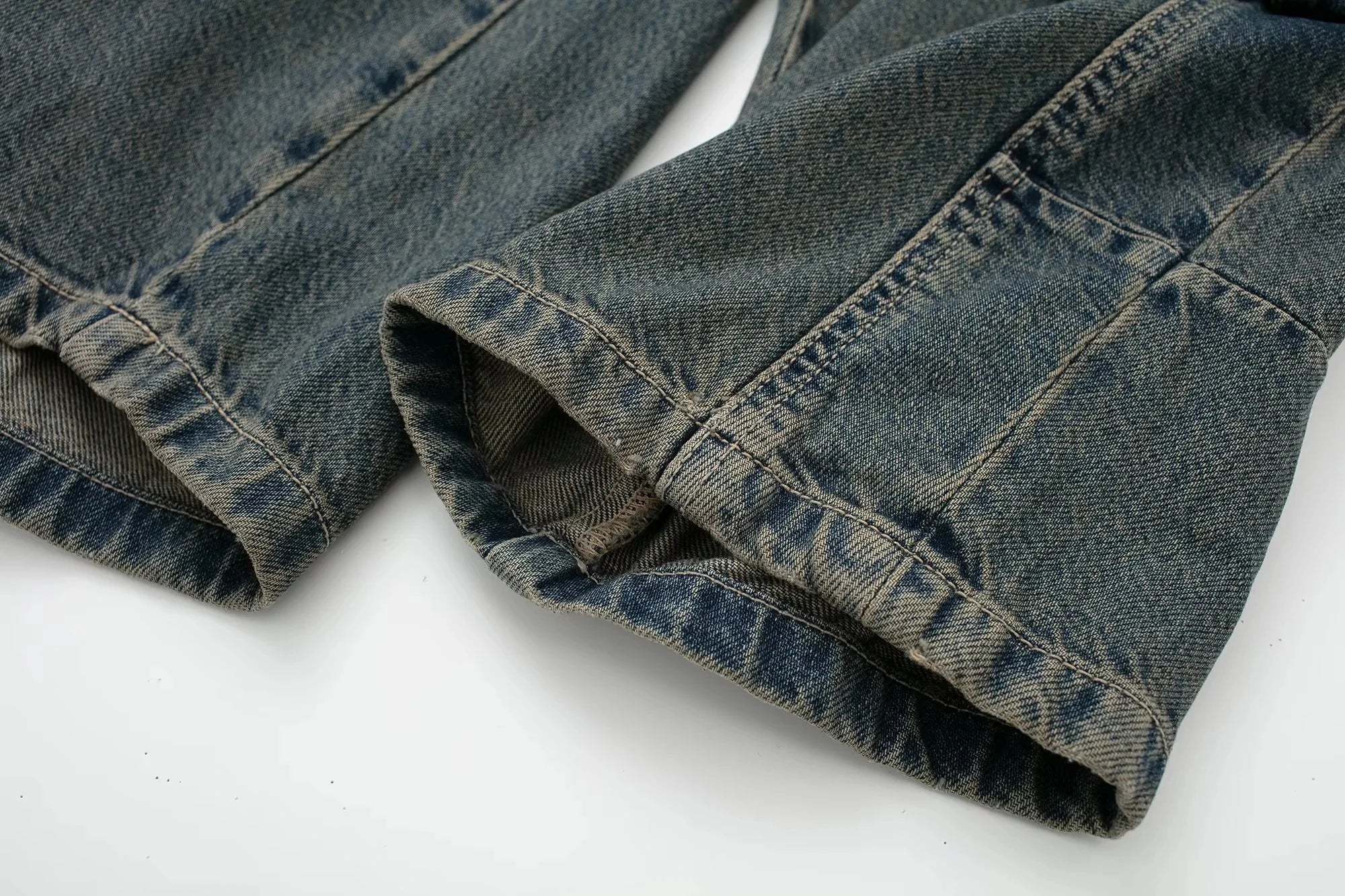 2023 primavera outono mulher bolso workwear denim carga calças compridas moda meados de cintura vintage casual rua calças soltas