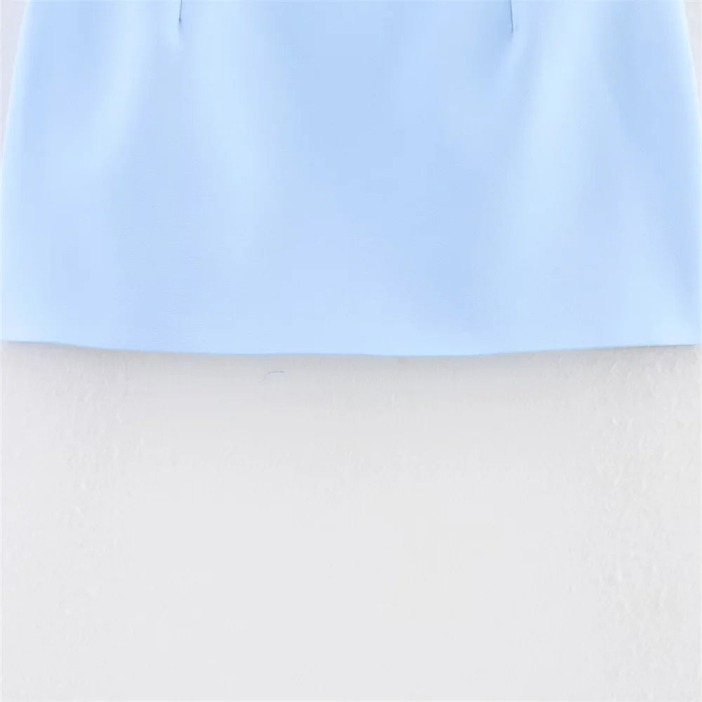 UNIZERA blusa feminina sem alças com zíper decoração saia curta para primavera e verão roupas femininas casuais