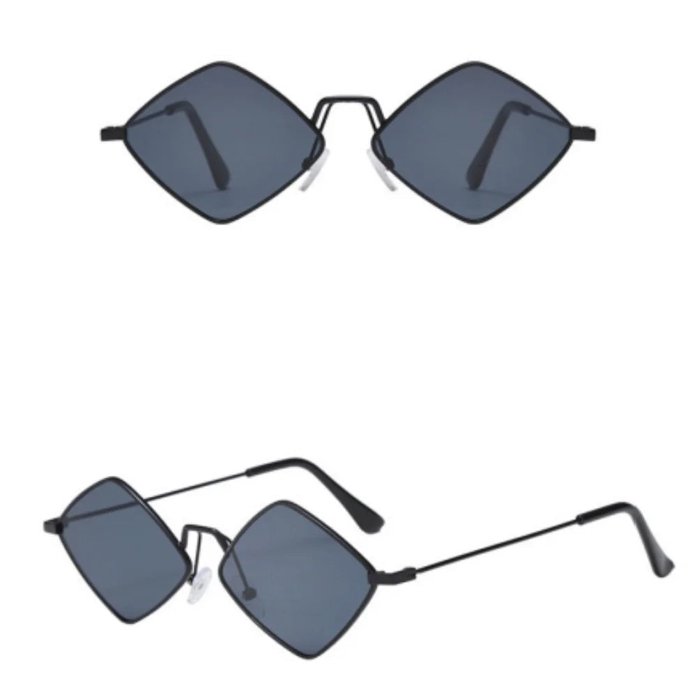 Óculos de sol em forma de losango vintage para mulheres homens na moda irregular metal óculos de sol marca moda designer condução uv400 óculos