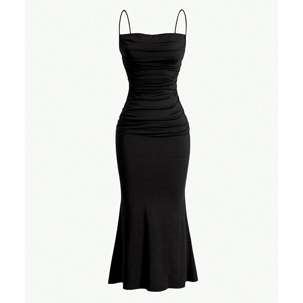 Mia Muse Vestidos de festa femininos maxi alça espaguete elegante fino noite casamento convidado multicolorido verão vestidos de leite