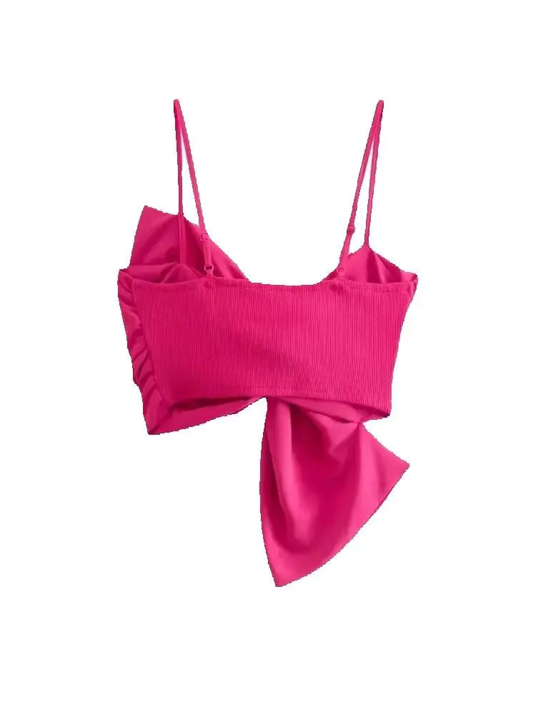 Trza moda feminina com arco recortado regatas vintage sem costas alças finas feminino camis mujer