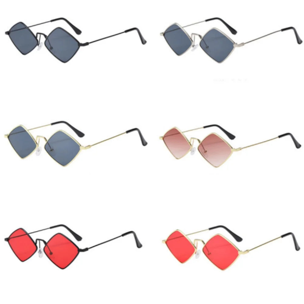 Óculos de sol em forma de losango vintage para mulheres homens na moda irregular metal óculos de sol marca moda designer condução uv400 óculos