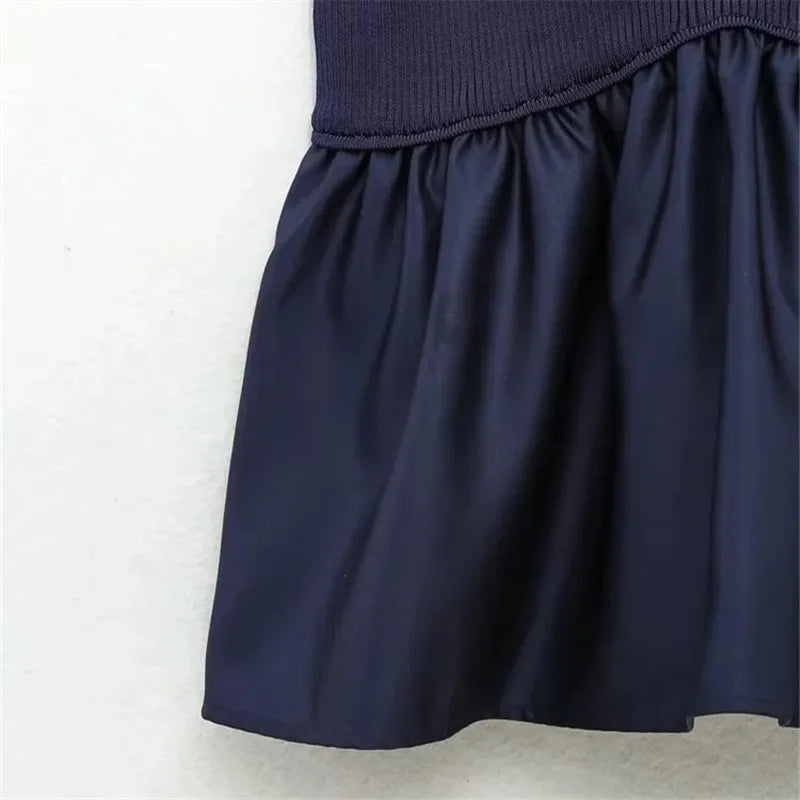 Traf azul de malha superior feminino sem mangas colheita topos feminino 2024 verão sem costas espartilho topo mulher retalhos plissado praia regata