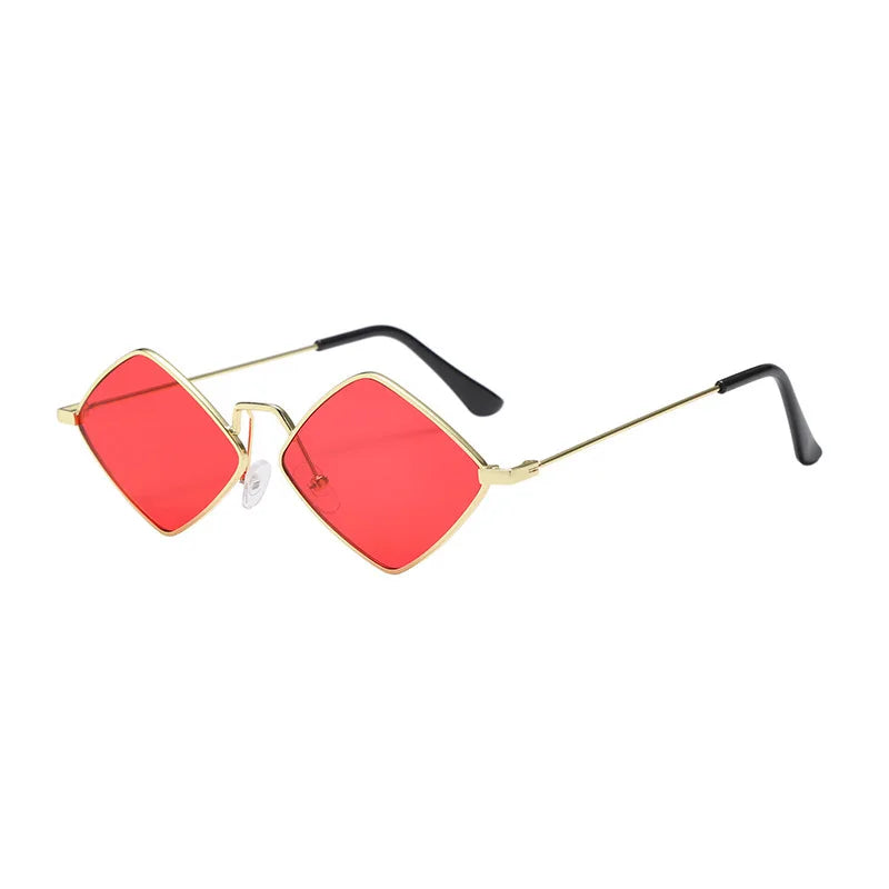 Óculos de sol em forma de losango vintage para mulheres homens na moda irregular metal óculos de sol marca moda designer condução uv400 óculos