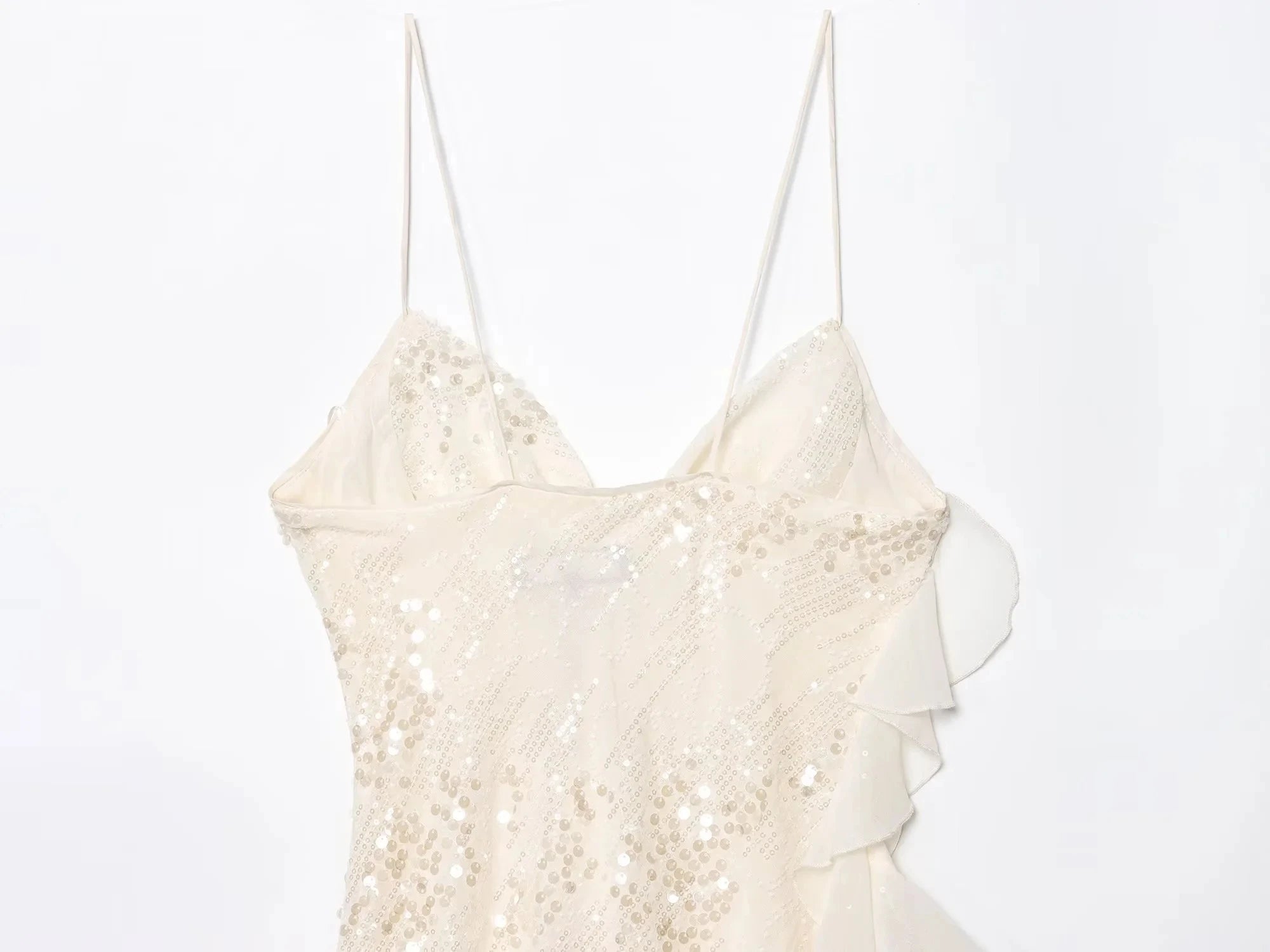 Trafza sexy chique vestido feminino sólido cami sem costas lantejoulas em camadas mini vestido curto nova moda 2025 verão clube vestido de festa