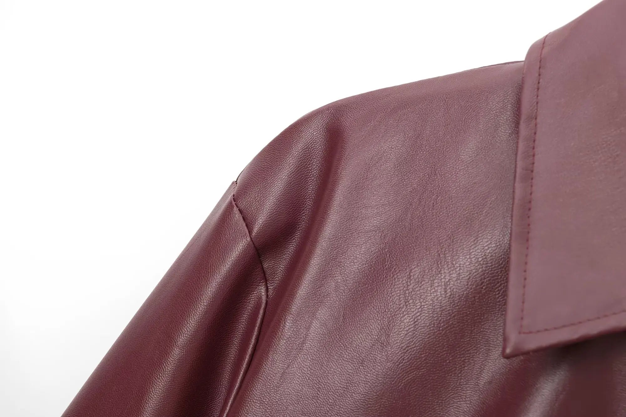 Trafza vinho vermelho couro falso jakcet moda outerwear engrossar zíper lapela casacos do plutônio outono inverno streetwear senhoras topos feminino